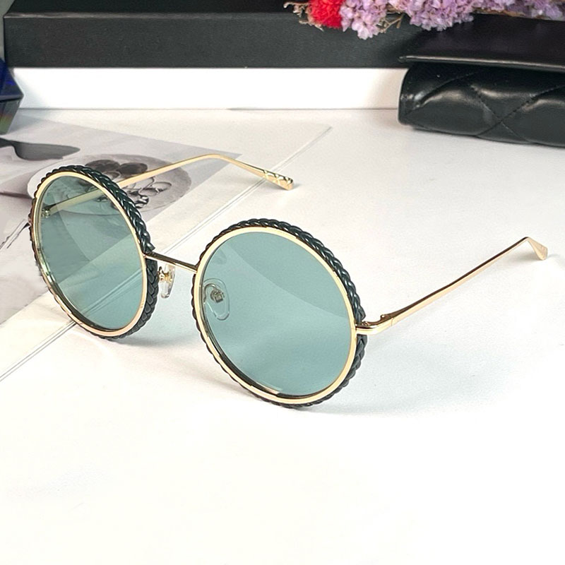 Round Sunglasses For Women Men Green Lens womens Fashion Party sunglasses Dark Green Brand Full Frame Embossed Design Famous Brand Classic Color CH4