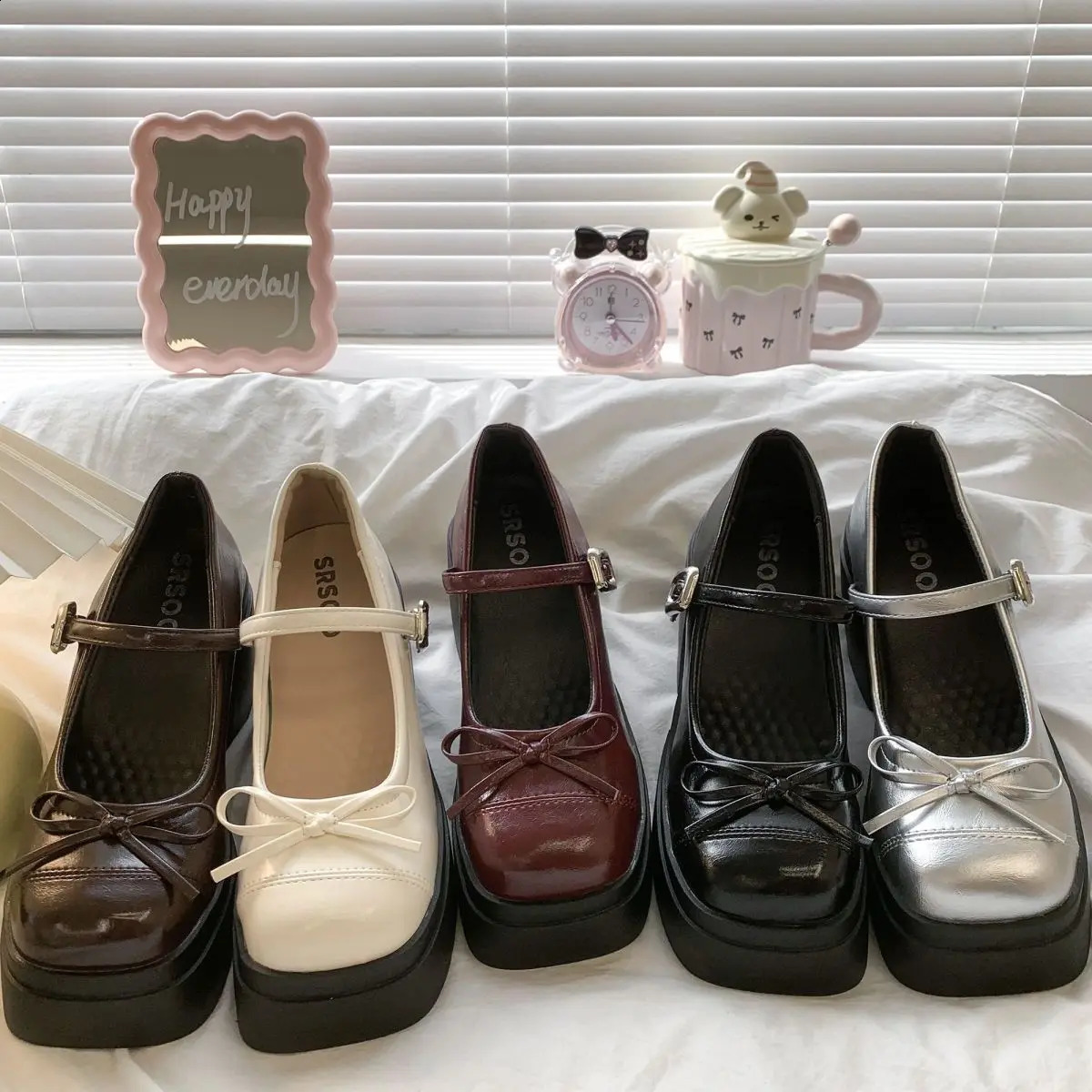 Women Mary Jane Shoes 2026 Platform Thick High Ladies Concise Outdoor Pumps Spring Autumn Women's Dress Leather Shoes 260916