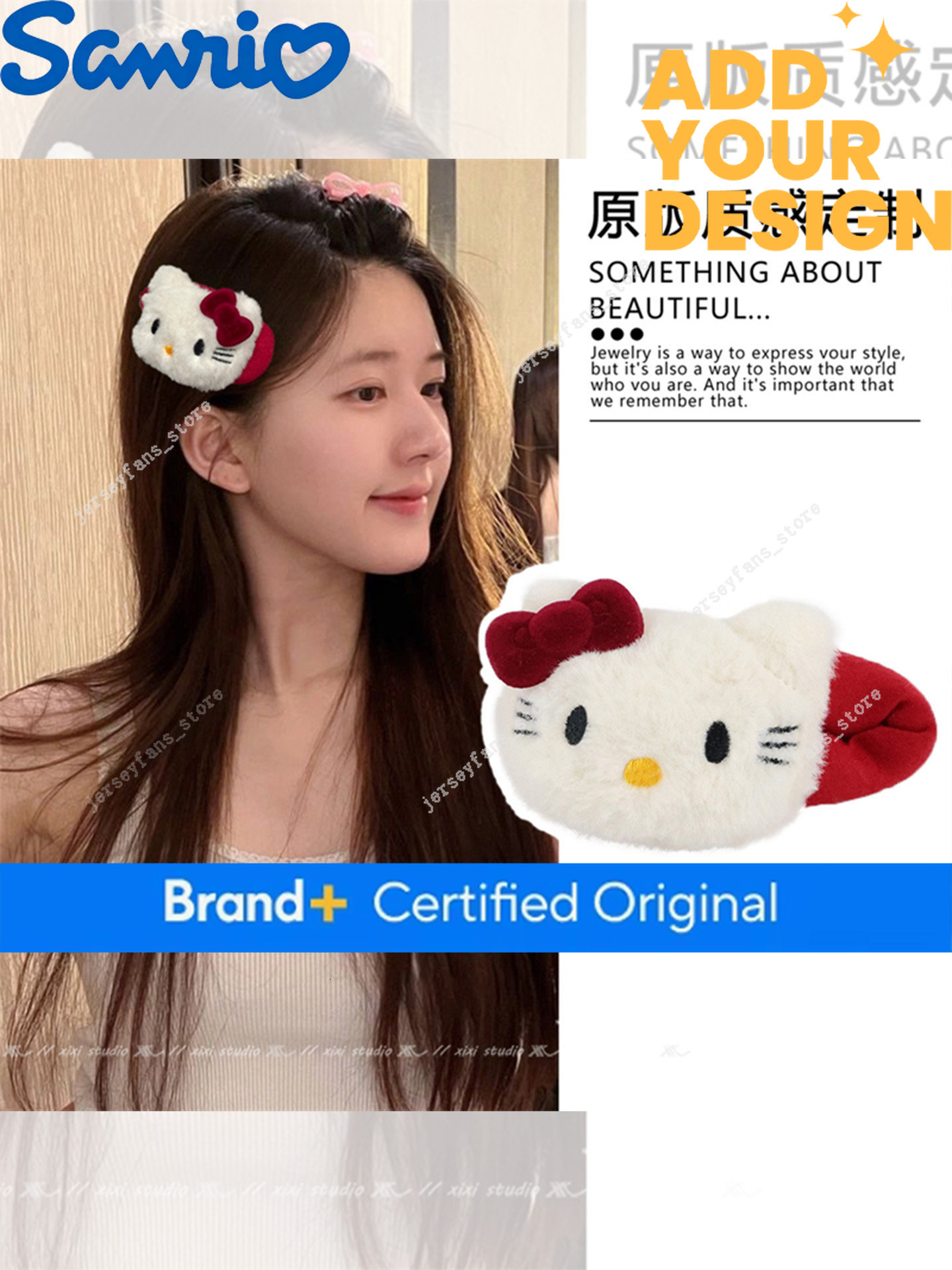 Red Kt Cat Plush 2026 New Model Bow Clip Xue Yan Same Style Accessory Side Bangs Hair Ornament a4
