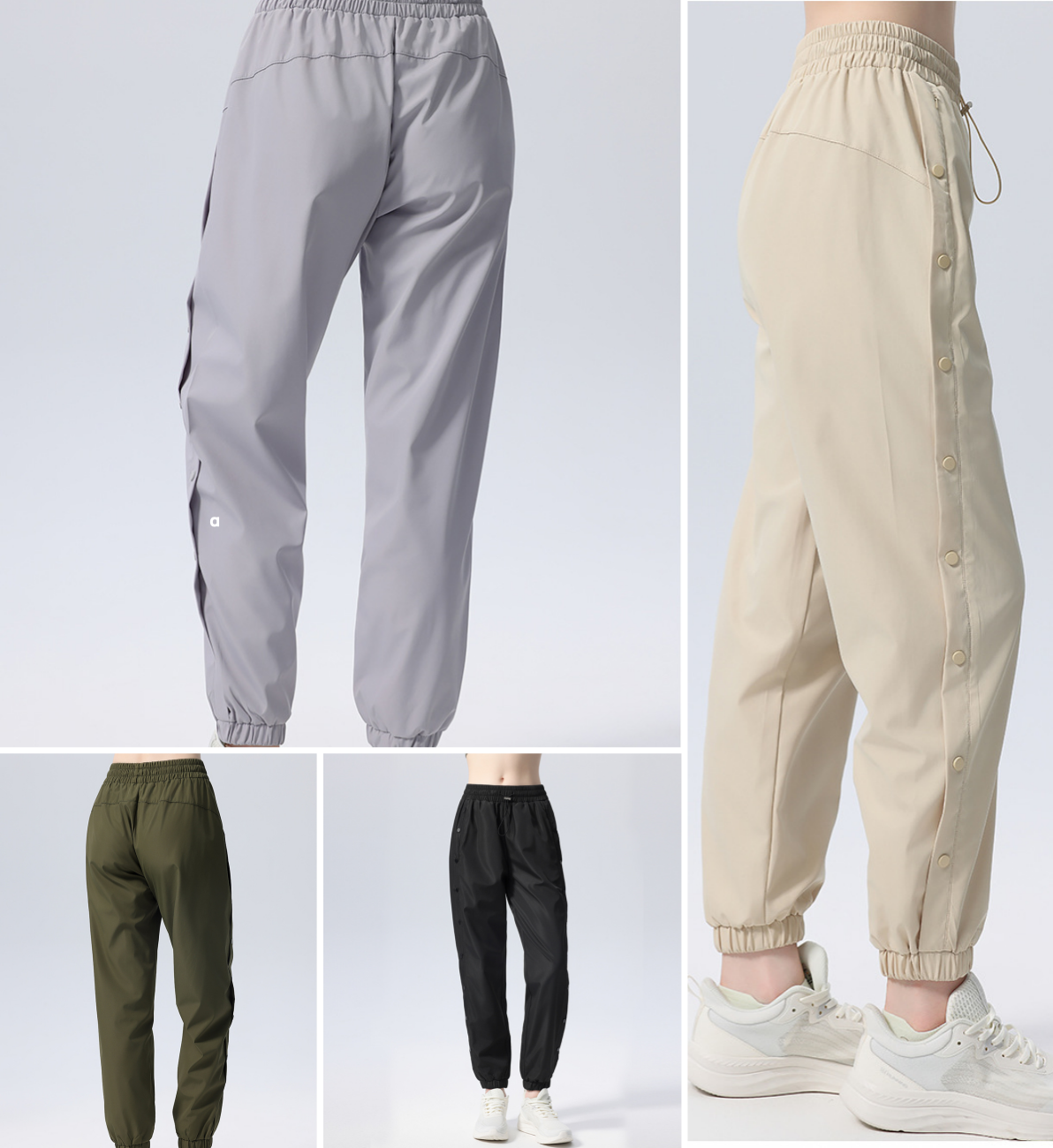 A2936 Women's Spring Fall Athletic Pants with Buttons Casual Sweatpants for Running Fitness and Yoga Quick-Dry and Slimming