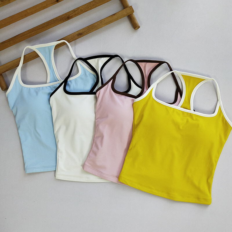 Integrated Shock-proof Color-blocking I-back Beautiful Quick-drying Versatile Pilates Yoga Fitness Bra Women's Sports Vest 26Y0916