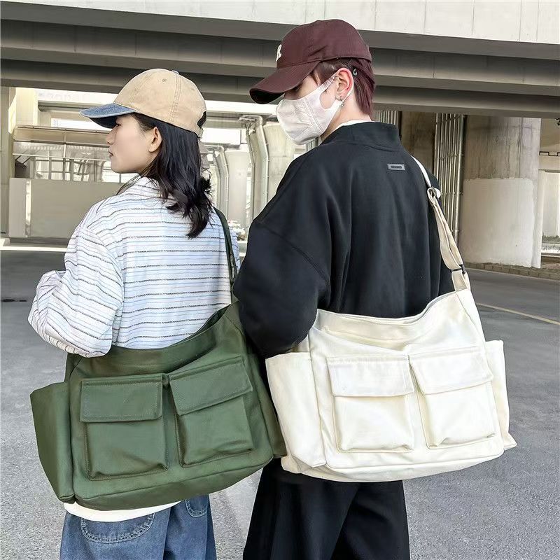 Ins Retro Workwear Style Women's Single Shoulder Crossbody Canvas Large Capacity Artistic Casual Bag For Women Designer Bag
