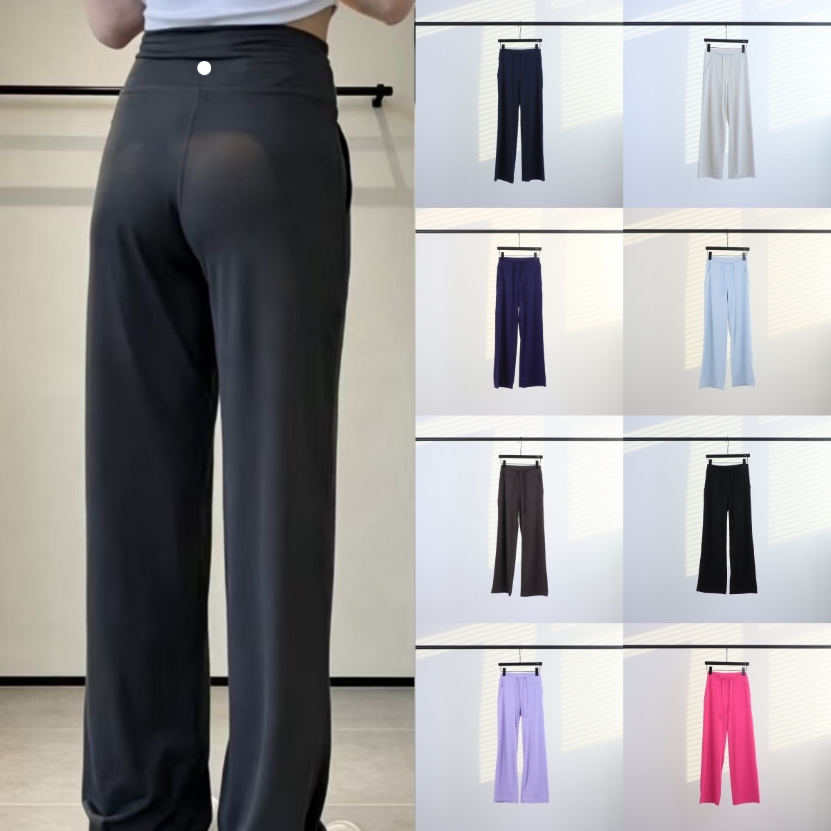 Women Yoga Pants High Waist Drawstring Wide Leg Gym Workout Joggers Loose Straight Leg Sweatpants Casual Lounge Running Sports Fitness Activewear St