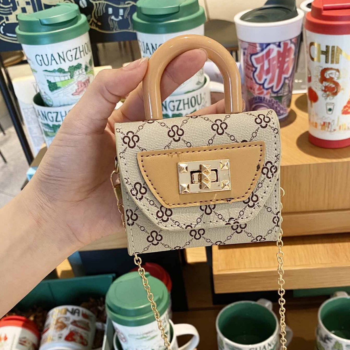 TB BHULAMTE Fashion Versatile Printed Coin Purse Internet Celebrity Hot-Selling Handle Square Crossbody Mini Multi-Functional Small Bag