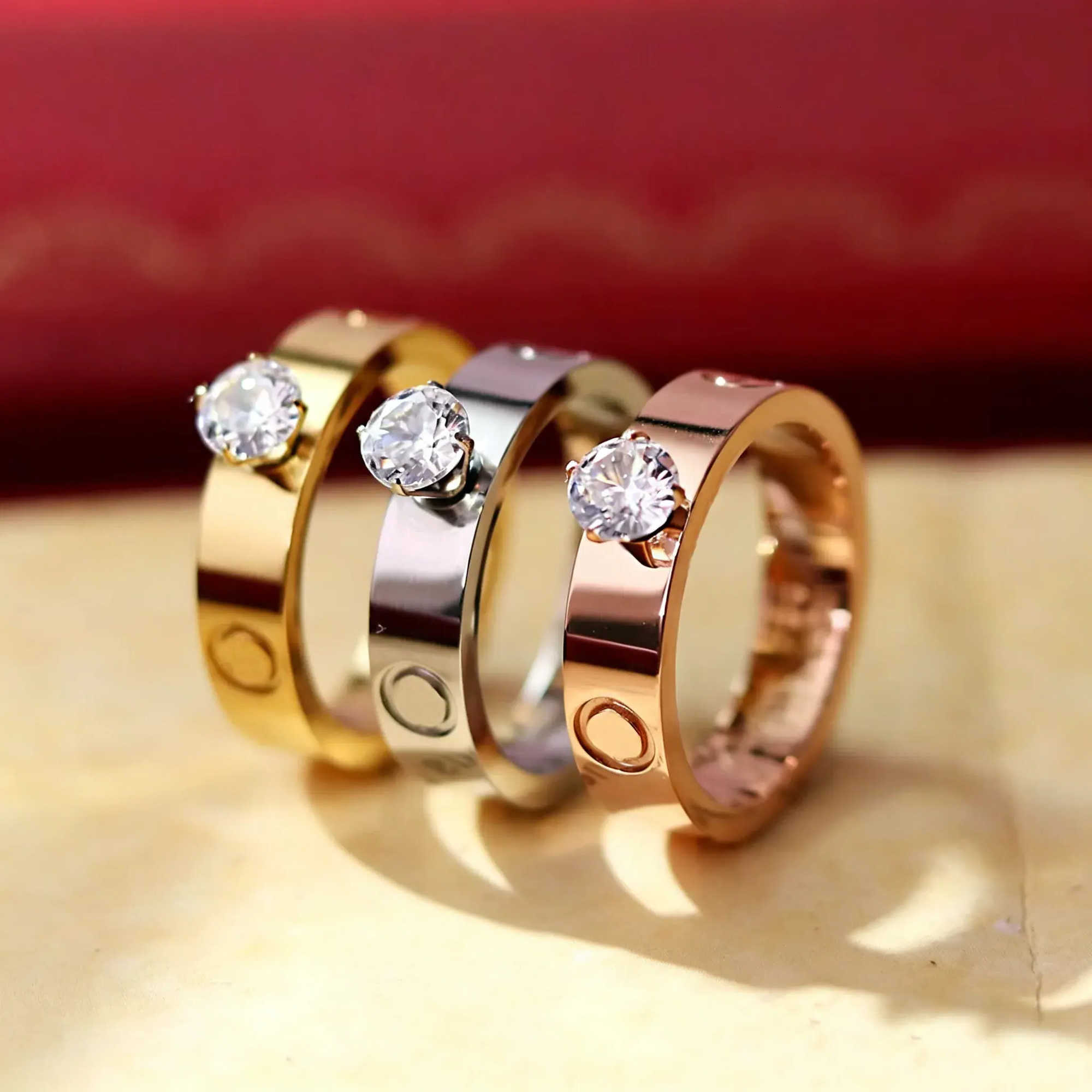 Ring Solitaire Solitaire Ring Love Charm Diamond High Quality Stainless Steel 18K One one gem Gem Gold One Gem Jewelry For Wo S260916HA2B