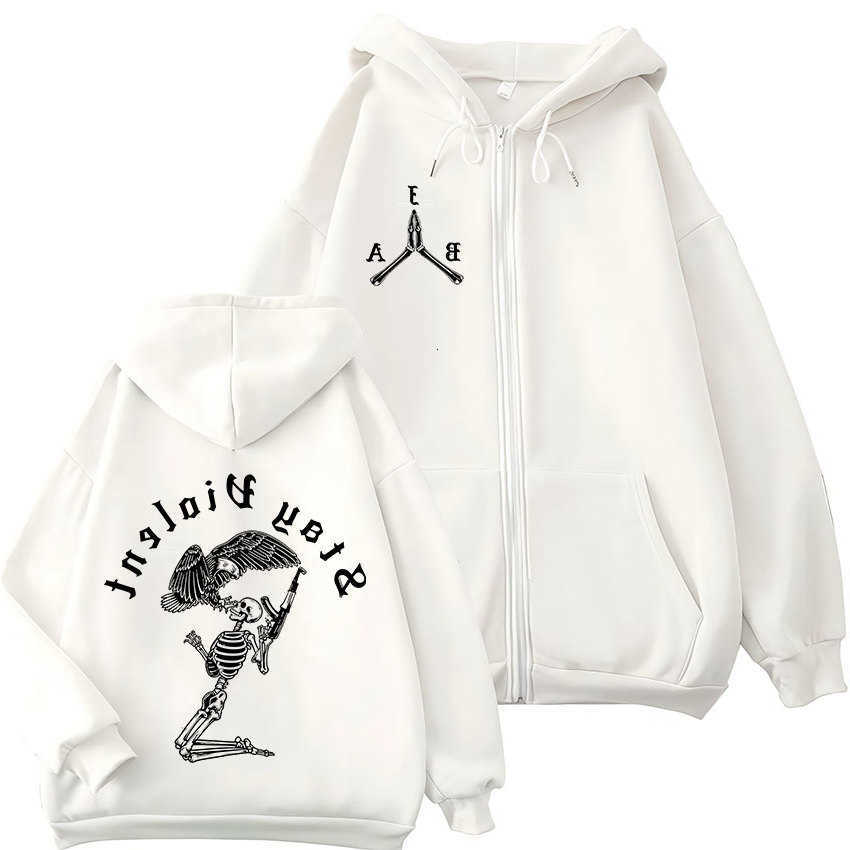 in Brothers Stay Arms Violent Skeleton Printed Zipper Hoodies Men Women Zip Up Hooded Sweatshirts Vintage Pullovers Jackets Coat C260915 C2609151