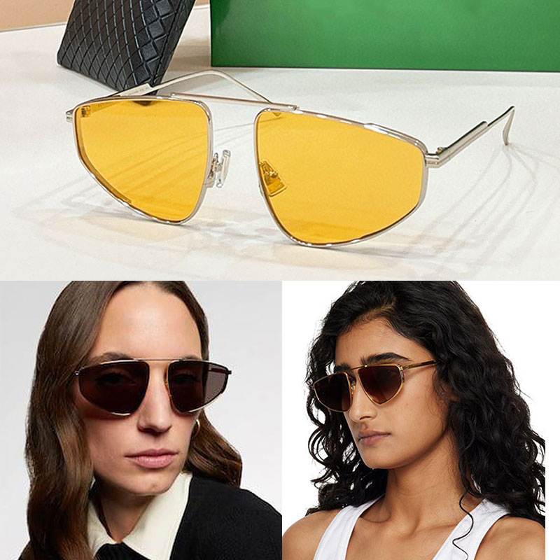 Classic pilot Sunglasses BV1466S Fashion yellow lenses Diamond shaped frame design Ladies and Mens Designer Business Sunglasses