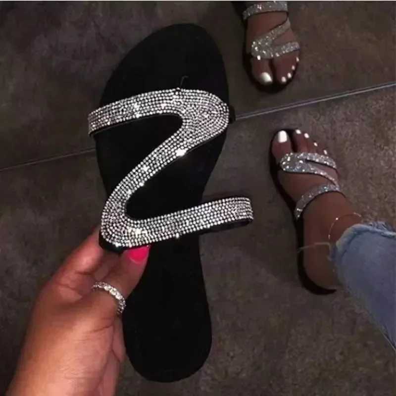 Sexy Women Sandals Summer Beh Shallow Mouth Rhinestones Ladies Fashion Show Comfortable Light Shoes Sandalias Fenas Q260916