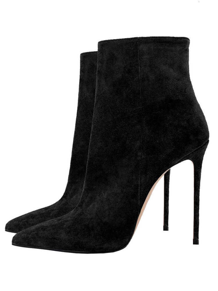 Pointed High-heeled Short Boots 2025 Suede fashion Runway Ladies Autumn and Winter 35-46 Plus Size Women Ankle Boots D260916