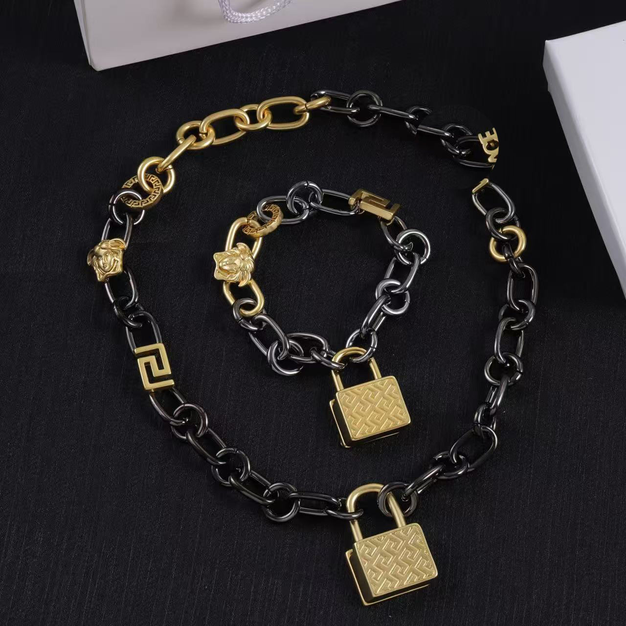 Women's designer necklace with an affordable luxury, high-end aesthetic.