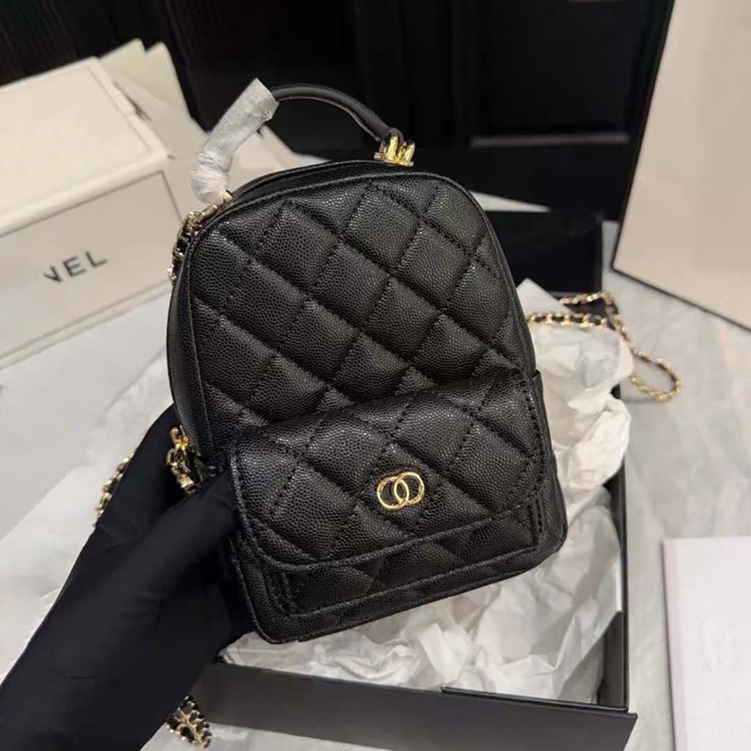 Designer bag Luxury Mini Backpack Handbag Top Quality Classic Caviar Black Leather Fashion Tote bag Outdoor Versatile and Handbag Shoulder bag Woman
