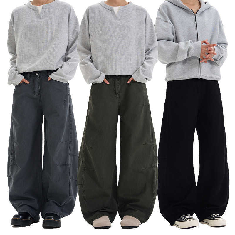 Baggy Men Women Unisex Curved Wide Leg Cargo Pants Streetwear Y2k Hip Hop Baggy Pants Daily Spring Autumn Winter D260916