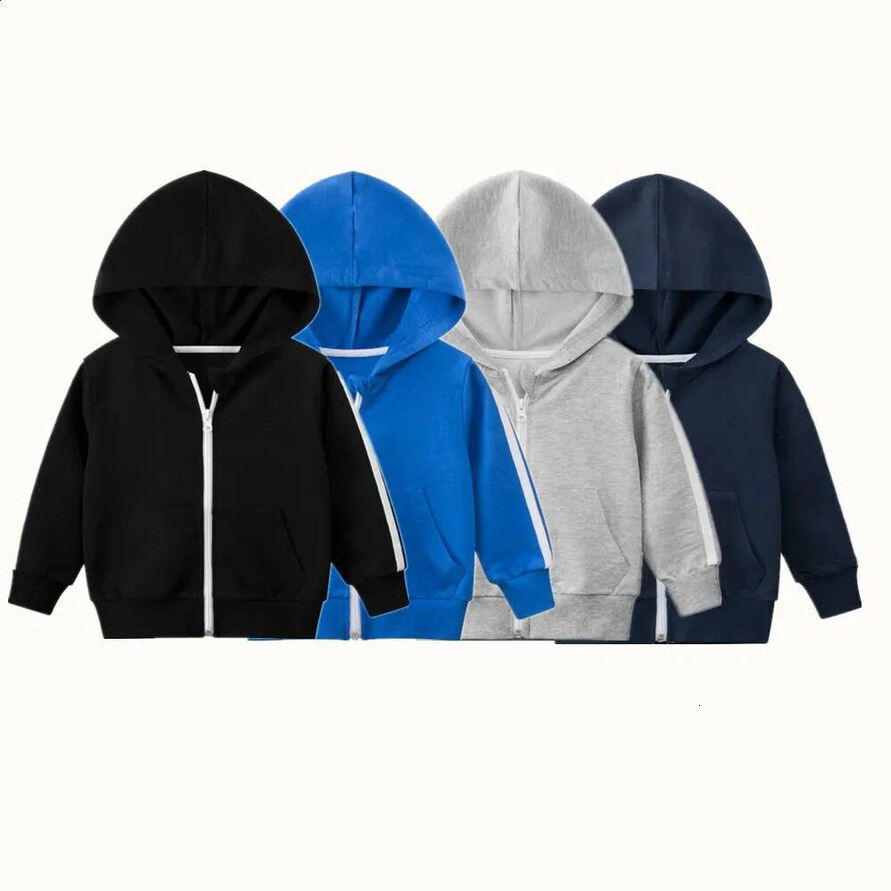 Girls Hoodie Spring Autumn Striped Hoodie Clothes For S 100% Cotton Zipper pullover Villus Casual Simplified Coat Sweatshirt Clothing Crew Neck Swea