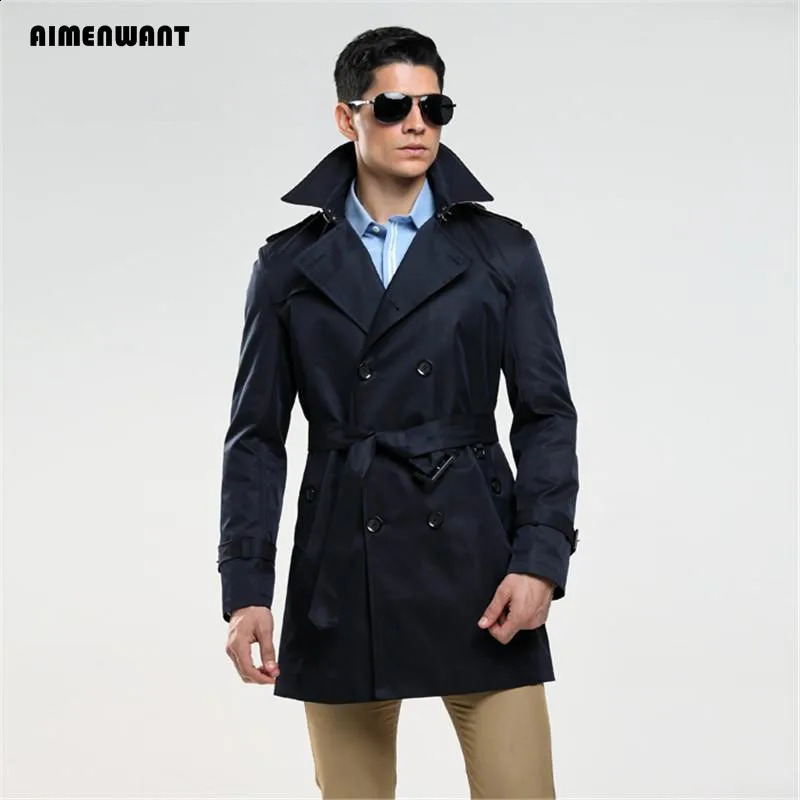 Fashion Double Breasted Trench Male n Slim Fit Business Casual Outerwear Plus Size Customized Coat Trench 260916
