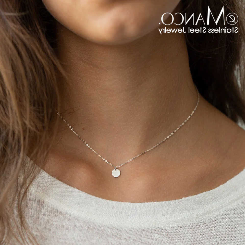 Color EManco Gold Minimalist Style Circle Element Stainless Steel Necklace for Women Casual Daily Use Fashion JewelryT260916