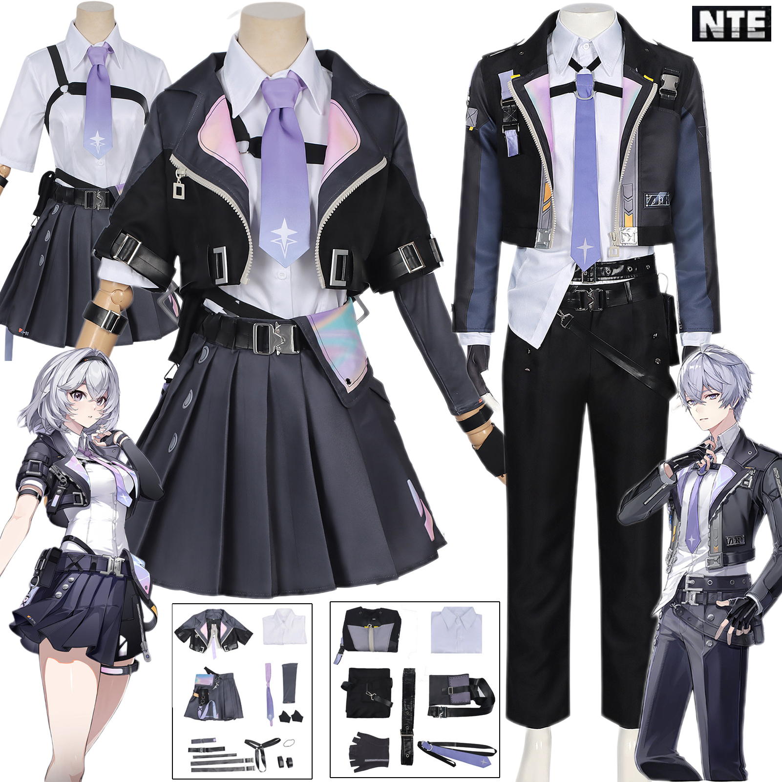 Game Neverness To Everness Cosplay Costume Zero Appraiser Uniform NTE Combat Suit Wig Full Set Halloween Party Men Women Cos New