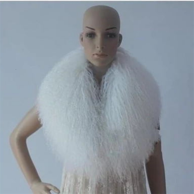 Ultralarge Genuine Tibet Lamb Fur Collar 110cmx25cm Full Pelt White Black Mongolian Customizable y Fashion Accessory 260915