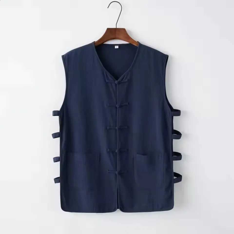 Summer Women Cotton Linen Vest New Simple Chinese Folk Style Loose Homewear Soft V-neck Sleeveless Waistcoat UnisexW260915