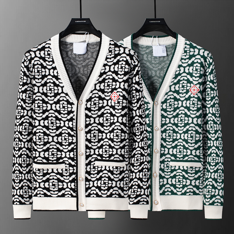 Loose-Fitting Designer Jacquard Cardigan for Women Elegant Embroidery Winter Sweater