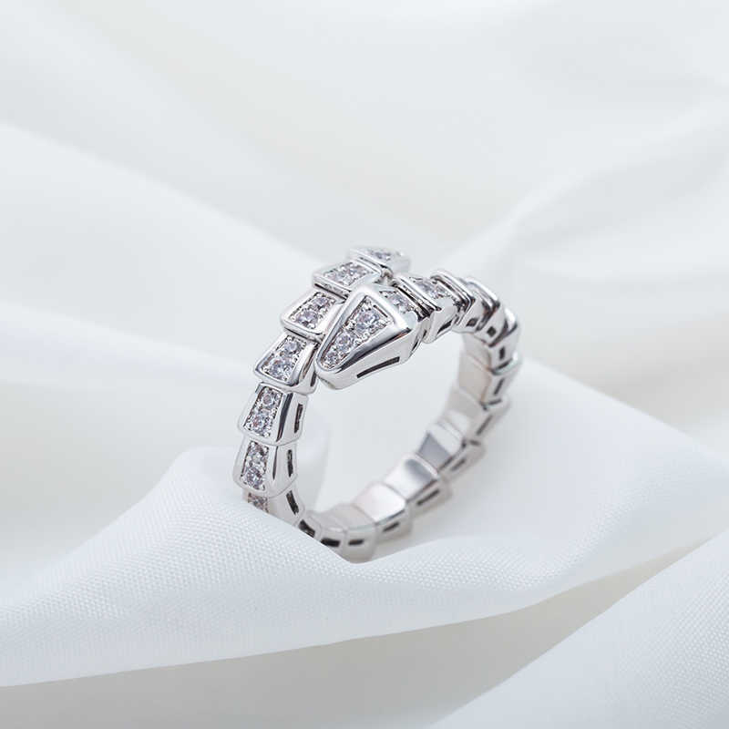 Rings Band s Ring Silver Plated Rings For Women Open Snake Pattern Rings Easy Deform Lady Bone Rings Full Diamond Top Level Gift Casual Gift EE S260