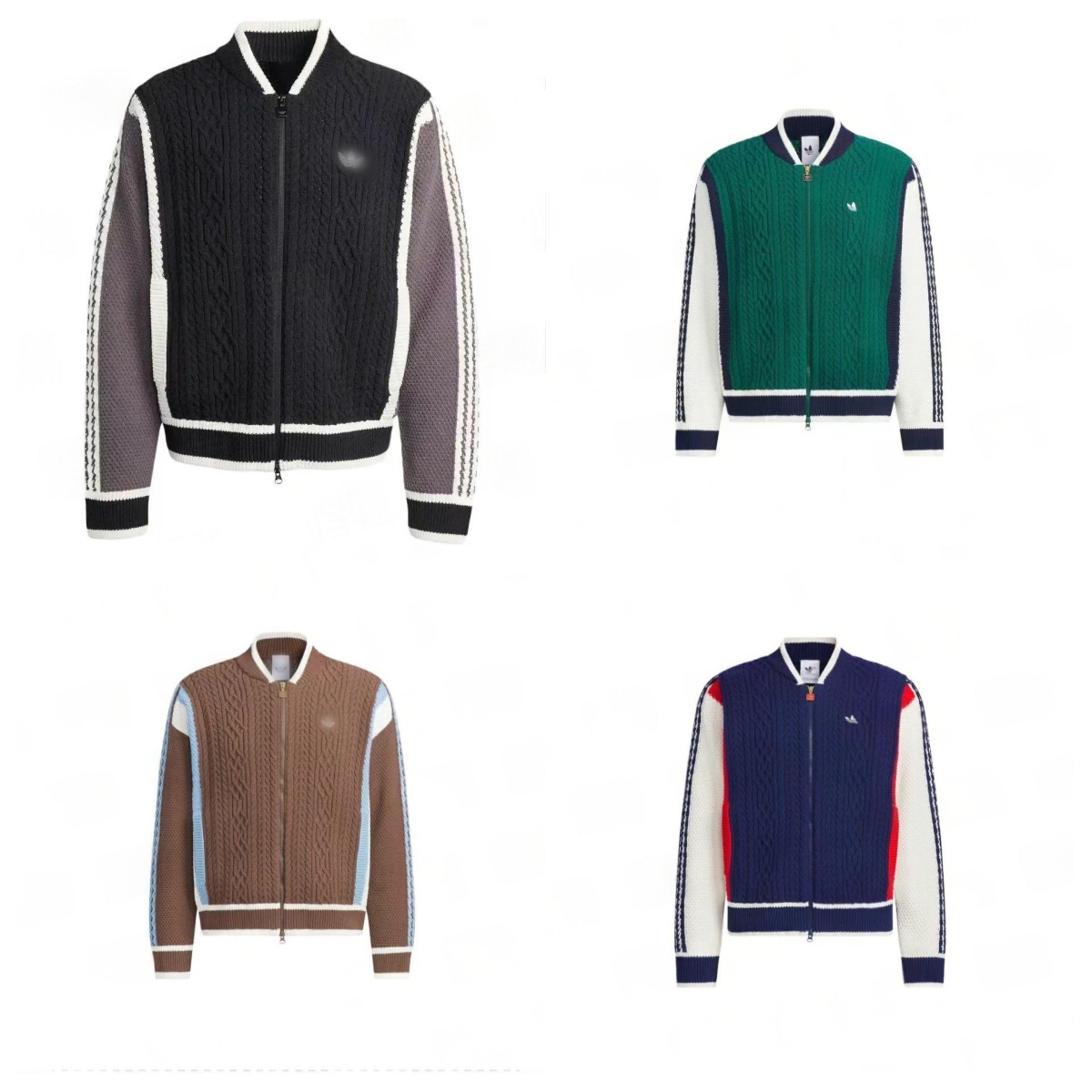 Designer Men's Clover Color Block Baseball Jacket Zip Up Varsity Jacket Multi Color Knit 2026 New Arrival Designer Style Fashion Casual Streetw