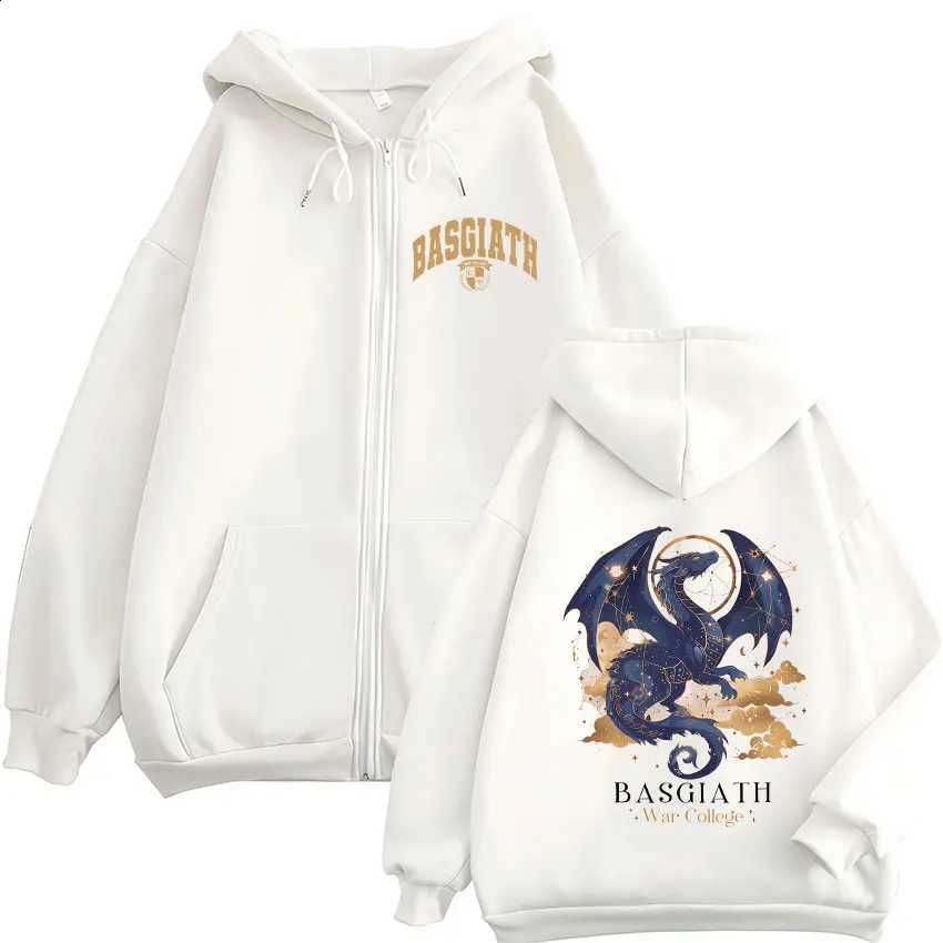 College Basgiath War Christmas hoodie Dragon Rider Fourth Wing Zipper Hoodie Men's Women Fleece Fashion Long Sleeve Oversized Jacket Sweatshirt