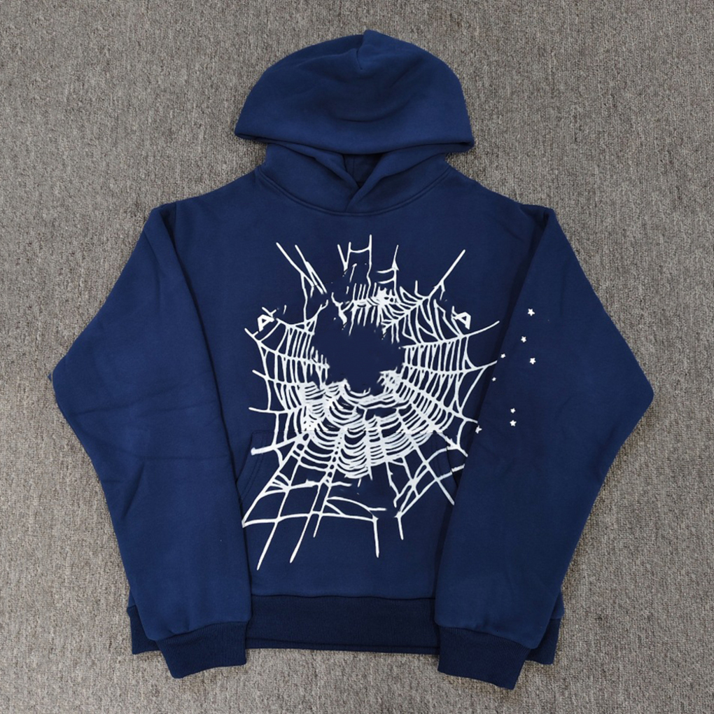 Sp5drrr Hoodie Vintage Puffball Round-Neck Hooded Printed Long-Sleeved Hoodie - Lightweight, Loose-Fitting, Casual Hoodie Deisgner Jumpers Pullover