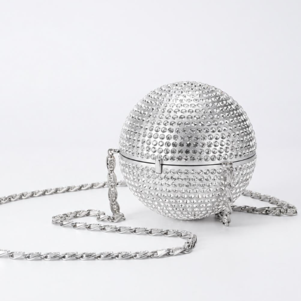 Crystal Disco Ball Bag Glamorous Rhinestone Acrylic Sphere Hard Case Chain Crossbody Clutch for Evening Parties Top-Tier Designer New Arrival