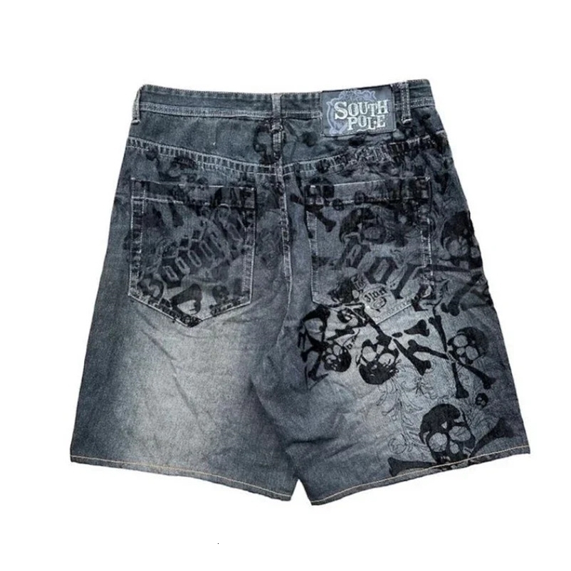 Summer Y2K Skull Pattern Antarctic Vintage Harajuku Antarctic Shorts Men Women Hip Hop Punk Loose High Waist Sports Shorts 260915