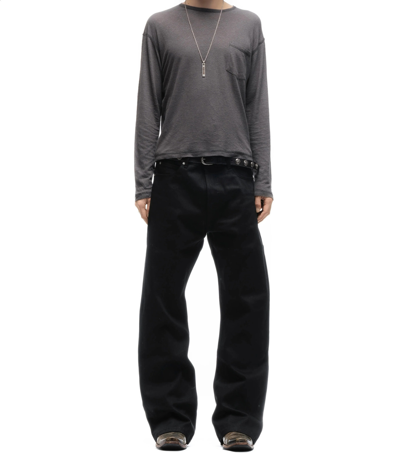 American Retro Nofaith Japanese-Made Red-Edged Selvedge Pure Black Raw Denim Bootcut Jeans Bootcut Fit Boot Pants 260916