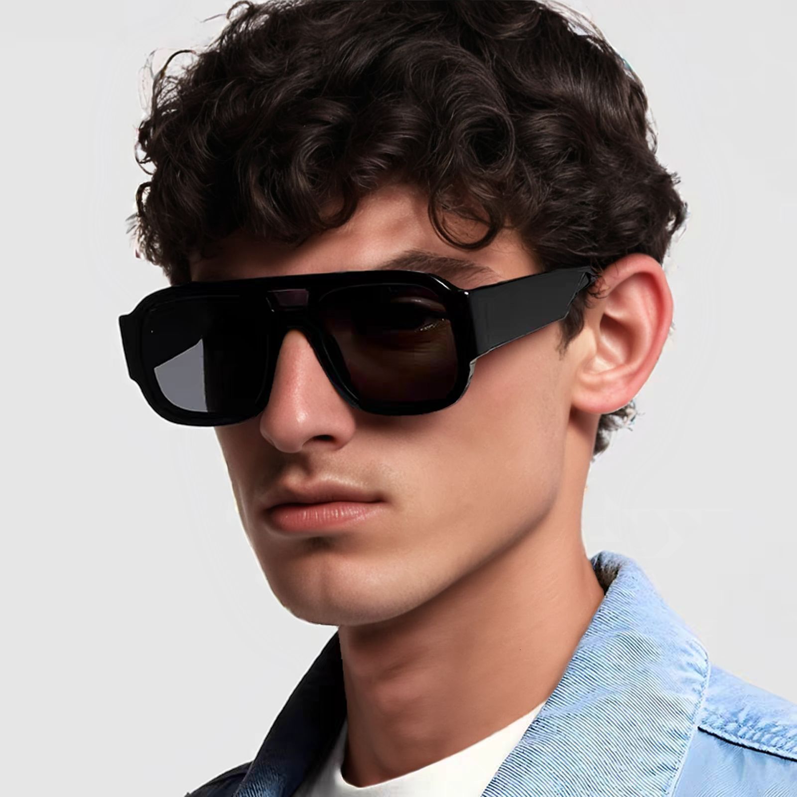 2025 New Fashion Double Bridge Decorative Glasses Pilot Sunglasses Unisex Versatile Trendy Cool Personality Sun Protection