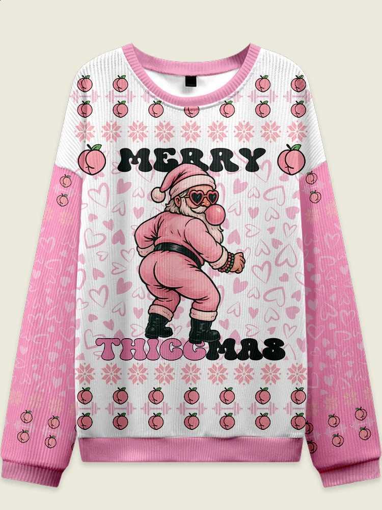 Men Newest Fashion Christmas hoodie Ugly Christmas Sweater Funny Fitness Santa Claus Dumbbell Pattern Sweatshirt Pullover Boys Crewneck Tracksuit C2