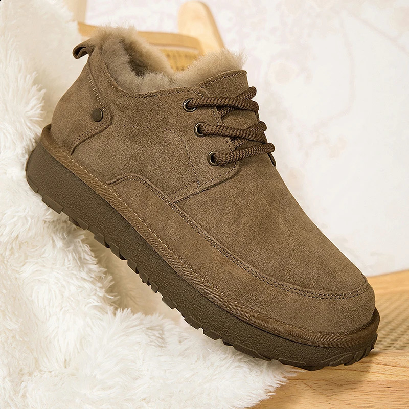 Mens Suede LaceUp Shoe For Autumn And Winter Warm Anti Slip Walking Casual Fashionable Fleece Driving Shoes 260917