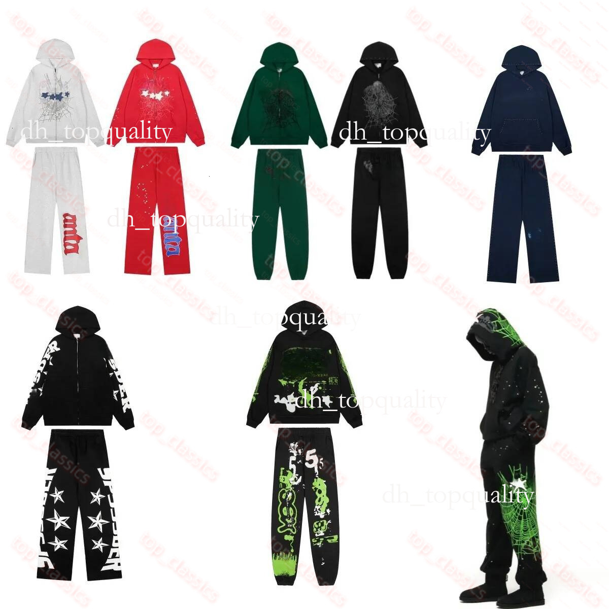 New Fashion Men's Designer Spiders Hoodies American Hip Hop Singer Web Foam Letter Print Loose Casual Pullover Cotton Spider Hoodies Sweaterpan