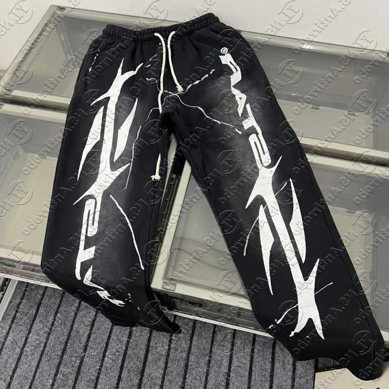 straight-cut High-street style Spring Autumn casual printed athletic pants comfortable breathable quick-drying casual pants D260916