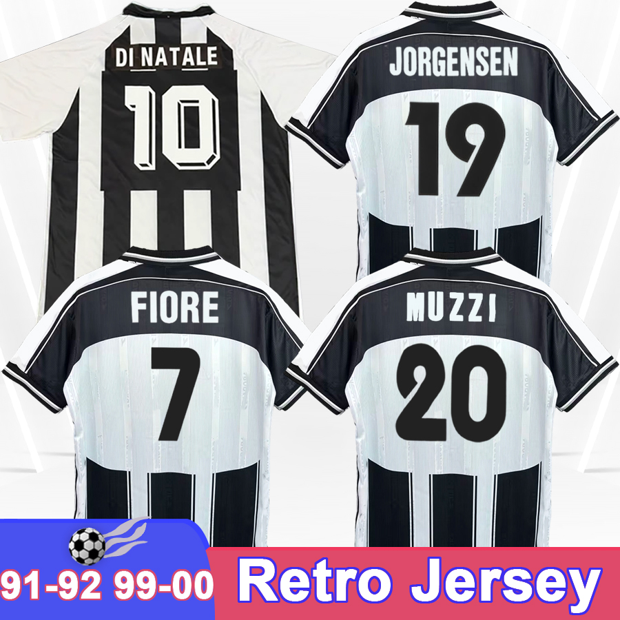 1991 2000 Udinese Mens Retro Soccer Jerseys MUZZI FIORE POGGI JORGENSEN MANFREDINI LOCATELLI DI NATALE Home Vintage Football Shirts Adult Uniforms