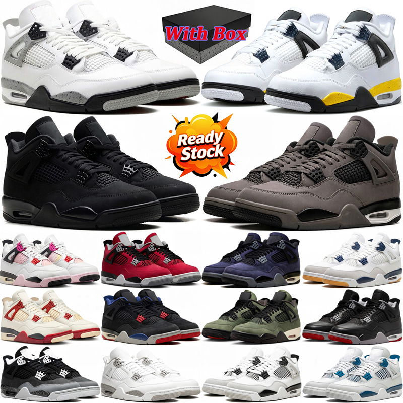 With Box Designer 4 4s JumpmanBasketball Shoes Men Women Tour Yellow Black Cat Toro Bravo White Cement Comic Bred Thunder dhs gate Mens Trainers Spo