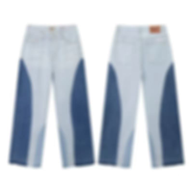 American Vintage-Inspired Oversized Mens' Jeans: Durable Fabric Blend w/Unique Color Scheme-3