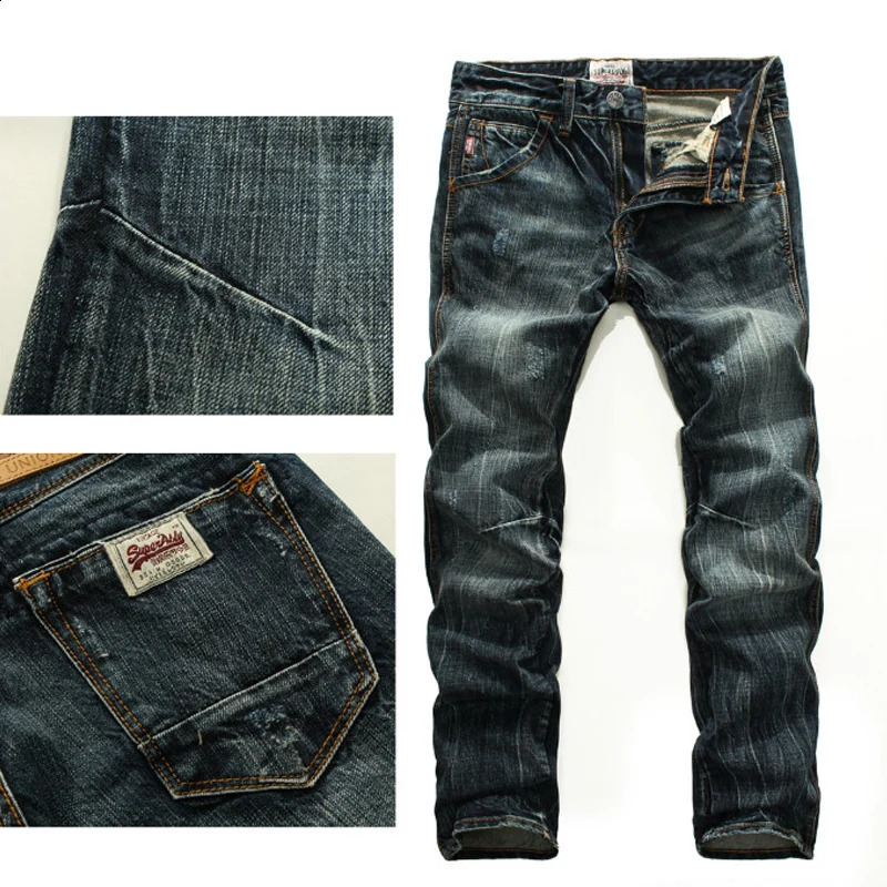ly Fashion ner Men Jeans Retro Green Blue Slim Fit Ripped Jeans Men Trousers Vintage Casual Cotton Denim Pants Hombre 260916