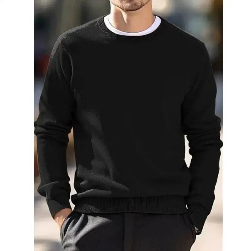 Round neck wool sweater for men pullover simple and stylish Korean style loose and oversized turtleneck solid color top. 260916