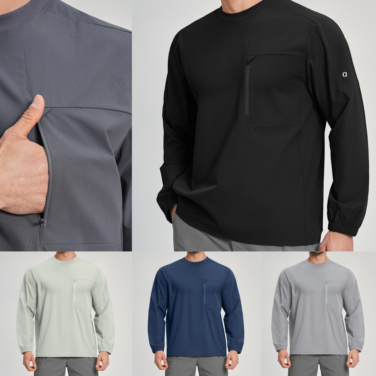 A2862 Chemise de sport à manches longues pour hommes pour les activités de plein air Haut polyvalent de randonnée et de jogging T-shirt d'extérie