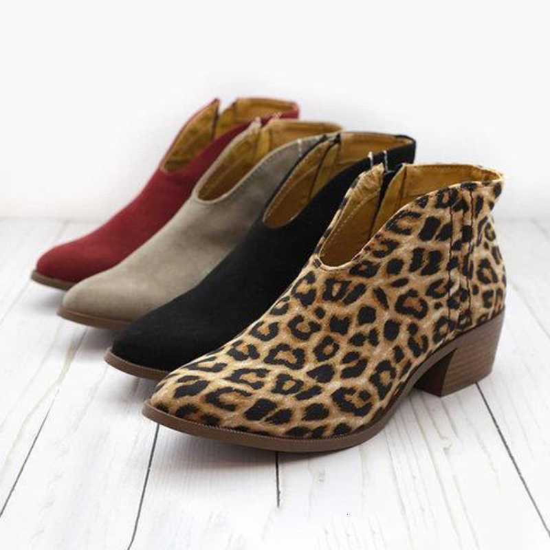 Heel Boot Women Sexy High Pointy Thick Heel Boots Party Leopard Print Shoe Ladies Outdoor comfortable casual women's boots D260916