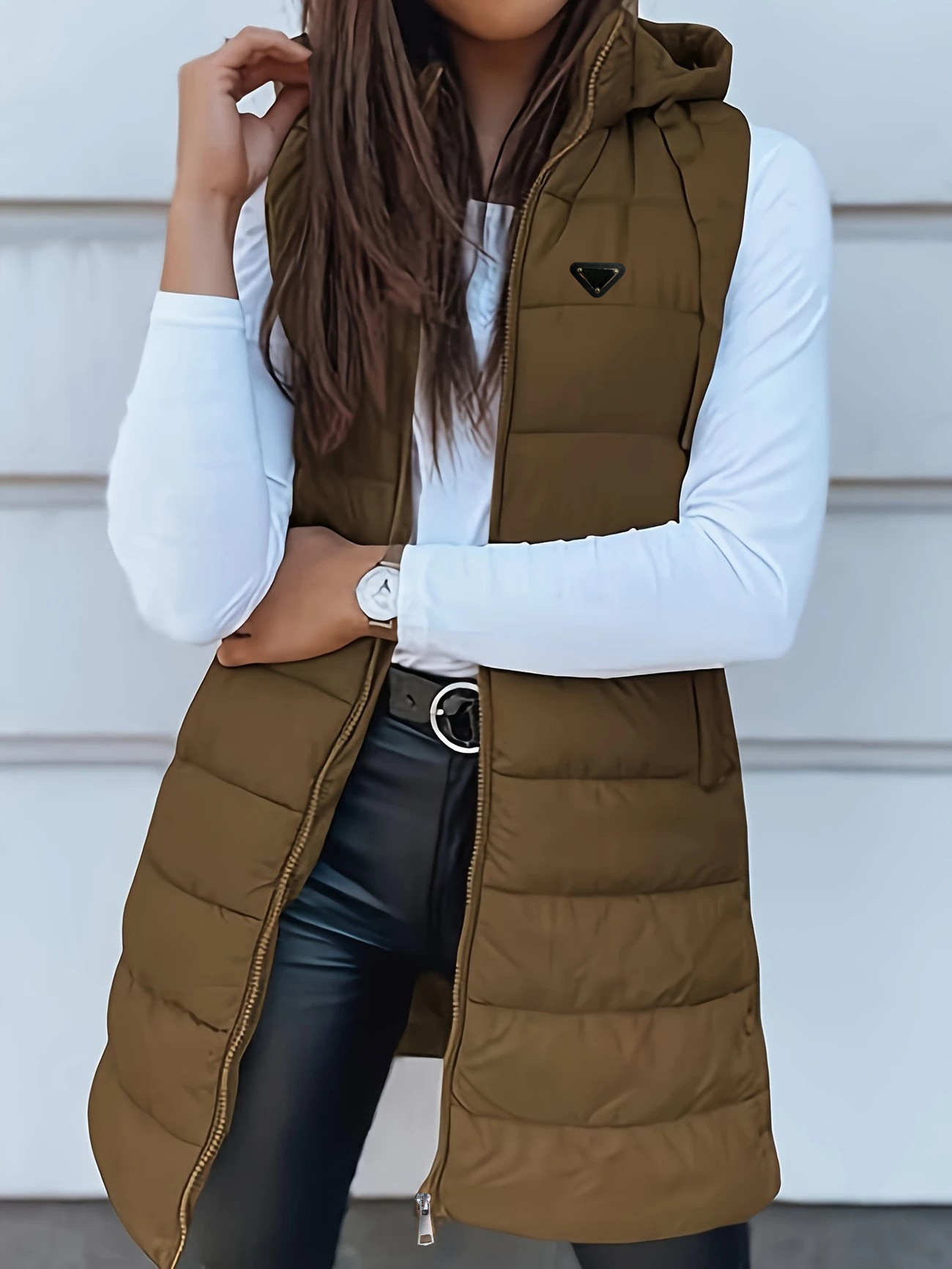 Winter Clothes for Women Vest Womens Hooded Long Vests Jacket Outerwear Coats Coat Gilet Fashion Therma Fit Overcoat Jackets with Zipper Outerwear C