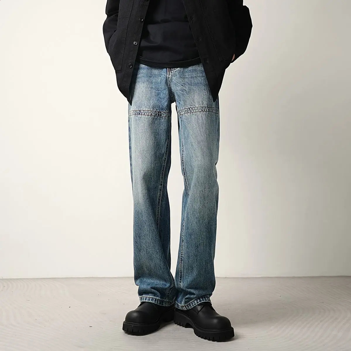 Men's Vibe Straight Casual Jeans Spring Vintage Hip-hop Wide Legs Sweatpants Male Bottom Cool Boy High Waist Y2k Trousers 260916