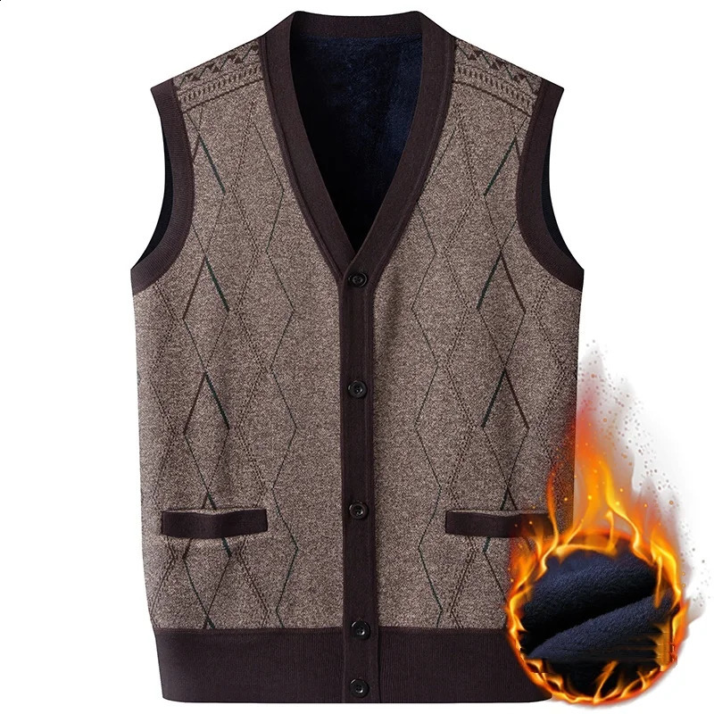 Trendy Mens Cardigan Sweater Vest for Men Slim Fit Thermal UnderShirt Winter Waistcoat Lightweight Knit Layer Top with Pockets 260916