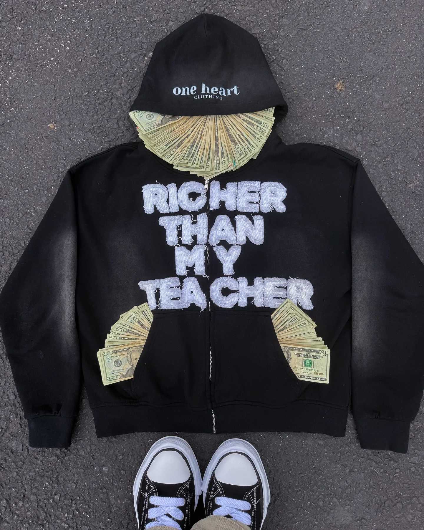 Y2k Retro Trendy Letter Embroidery Loose Hoodies High Street Couple Oversized Zip Up Hoodie Patchwork Sweatshirt Men Clothing Q260915