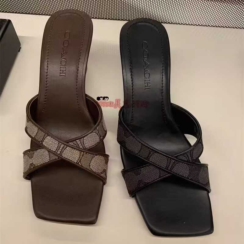 Square-toe criss-cross strap one-strap sandals versatile for summer suitable both indoor and outdoor wear casual wedge sandals Q260916