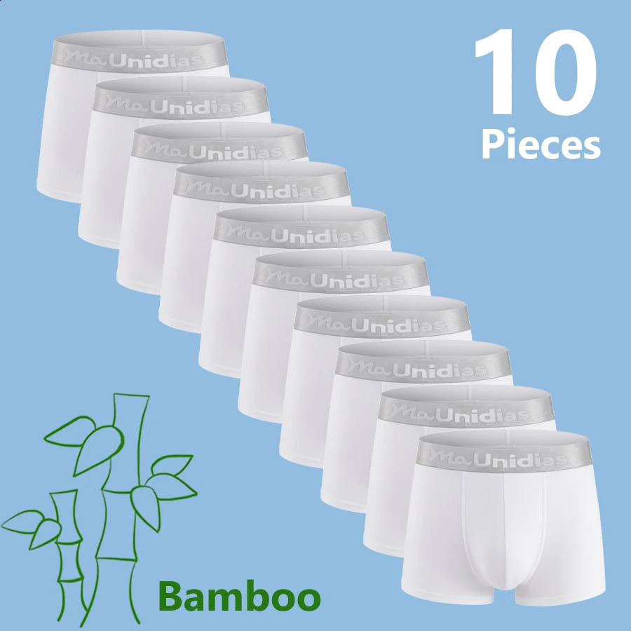 10 Pieces Bamboo Fiber Mens Underpants Solid Color Boxer Briefs Breathable Boxers Underwear Man Stretch Men Panties 260916