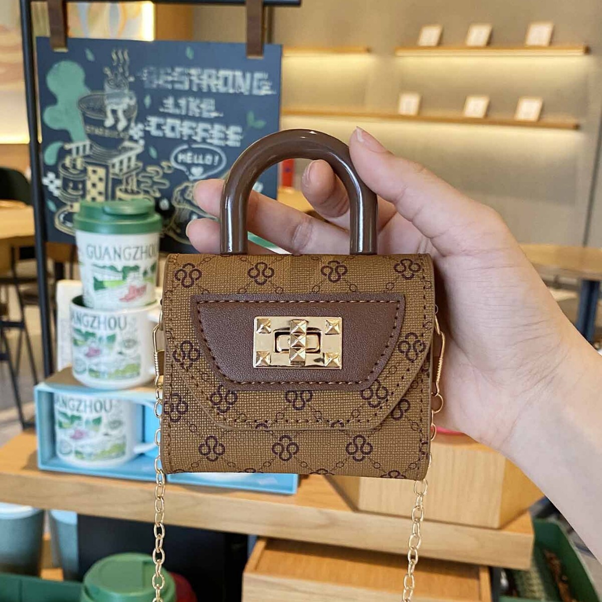 Fashion Versatile Printed Coin Purse Internet Celebrity Hot-Selling Handle Square Crossbody Mini Multi-Functional Small Bag TB BHULAMTE