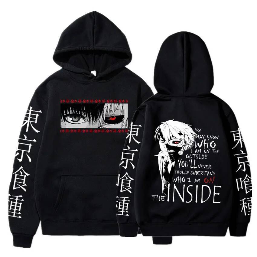 Japanese Anime Kaneki Ken Tokyo Ghoul Graphic Print Hoodie Men's Women Fashion Gothic Loose Hooded Sweatshirts Unisex Streetwear J260916